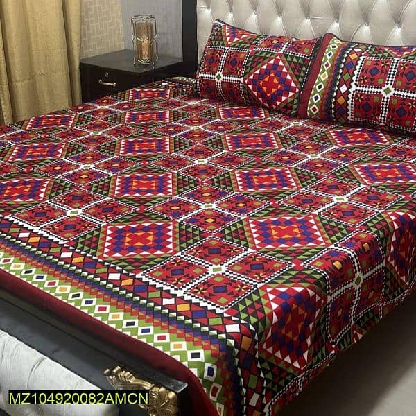 3Pcs Crystal Cotton Printed Bedsheet 14