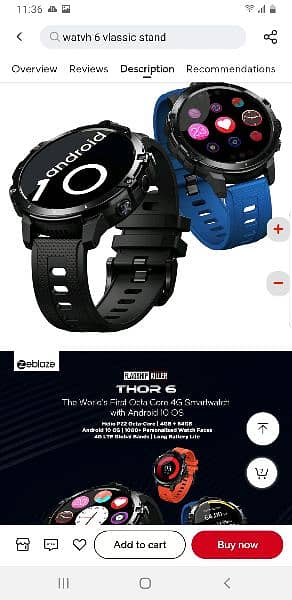 zeblaze thor 6 - 4GLTE Android 10 Smart Watch 5