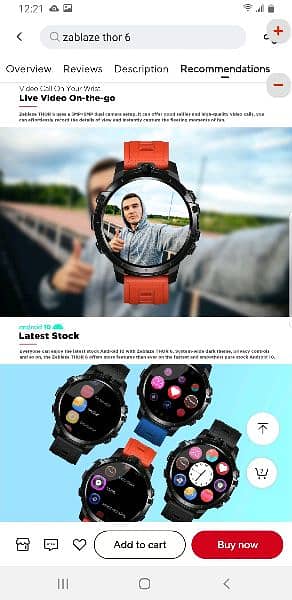 zeblaze thor 6 - 4GLTE Android 10 Smart Watch 7