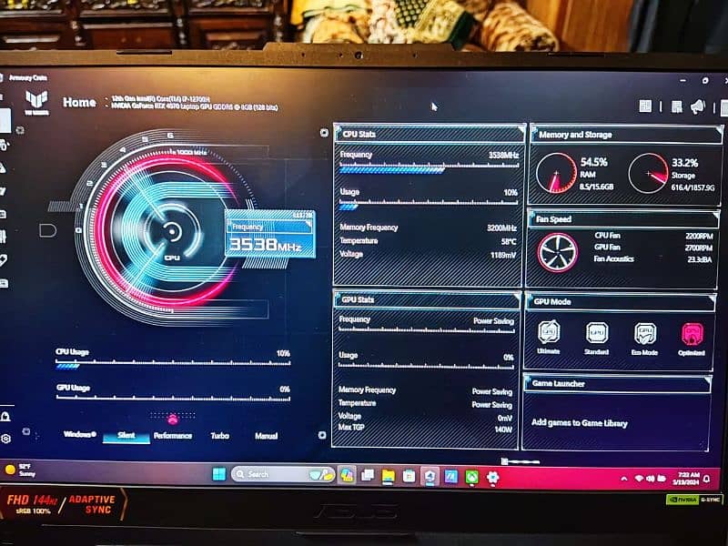 Asus tuf F15 gaming laptop RTX 4070 full box 11