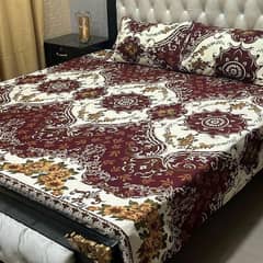 3pcs crystal cotton printed double bedsheet