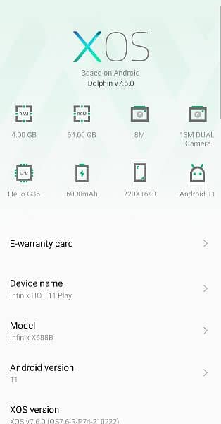 Infinix Hot 11 play 4/64 5