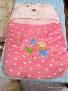 Pink Baby Sleeping Bag with Bear Hood