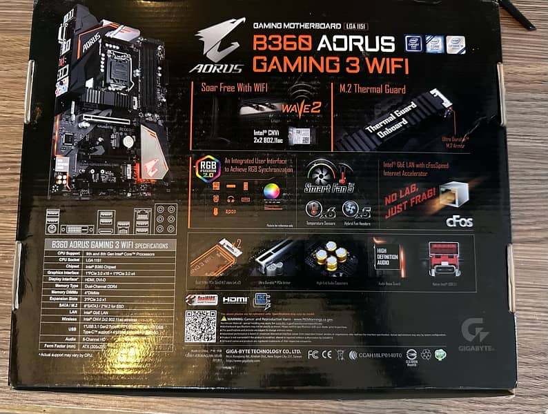 GAMING MOTHERBOARD - GIGABYTE B360 AORUS GAMING 3 WIFI Motherboard. 1