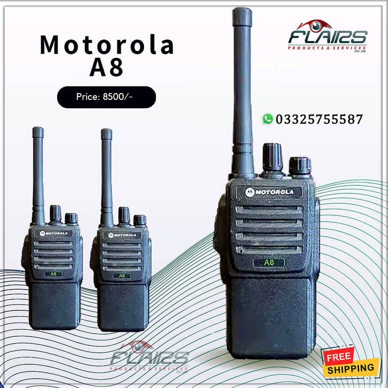 Motorola A8 Dual Band Walkie talkie (2Pcs) two way radios 5Watt Mag1 0