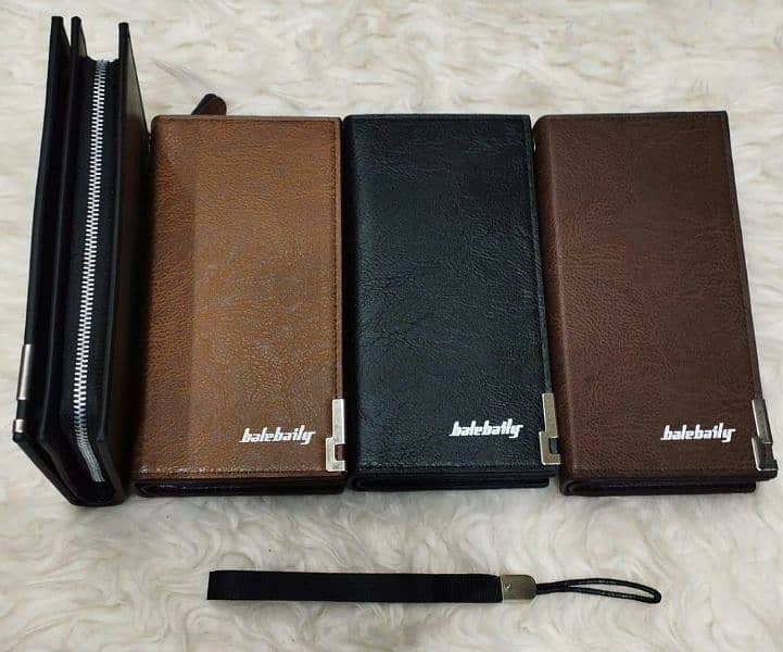 Men's Leather Plain Bi-fold Long Wallet 3