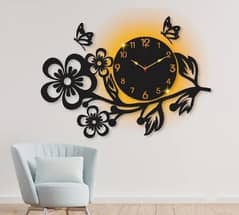 Flower Design wall clock with light