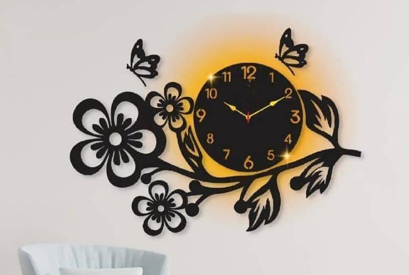 Flower Design wall clock with light 1