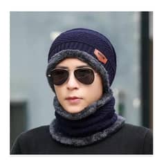 Unisex Beanie Wool Cap with Neck Warmer