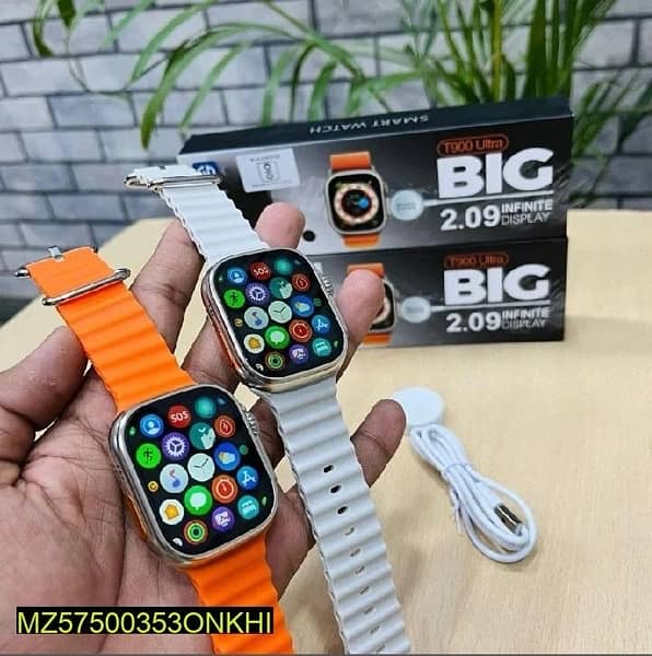 T900 Smart Watch With Orange Band With Charger Manual 1