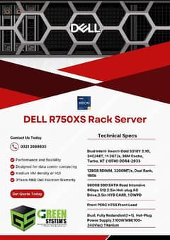 DELL R750XS SERVER 4310- 16GB-960GB-1100Watts Dual Power supply