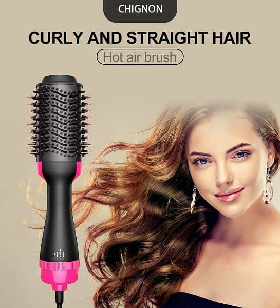 Hot Air Brush Multi-Function Hair Dryer Straightener Curler Comb 0