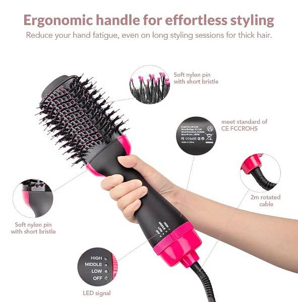 Hot Air Brush Multi-Function Hair Dryer Straightener Curler Comb 2