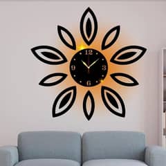 Flower design analogue wall clock with light