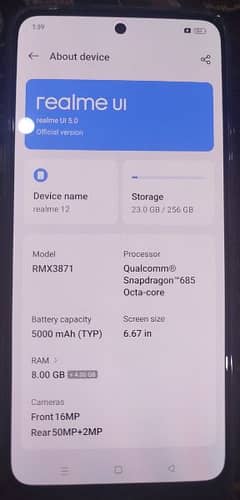 Realme 12 8+8 gb ram 256gb