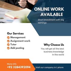 Boys/Girls Online job available,/Data Entry/Typing/Assignment 0