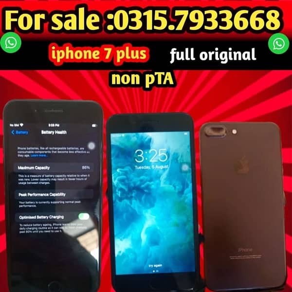 iphone 7plus full original 86 betry health 1