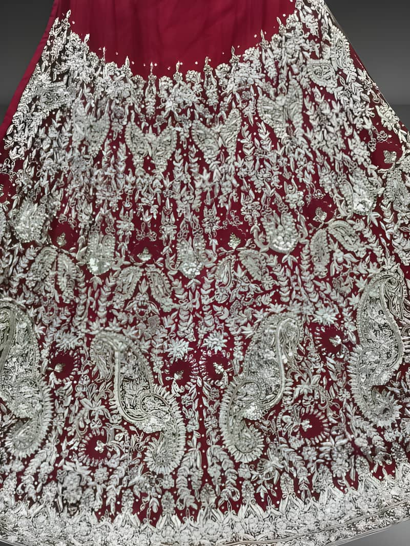 Elegant Bridal Dress for Sale (Elaborate silver embroidery) 2