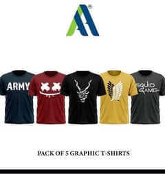 Men jersey printed half sleeves T-shirt - pack of 5