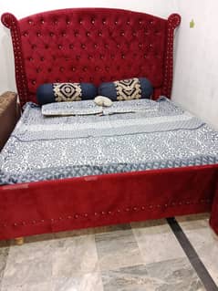 King Size Akhrot bed with maroon valvet