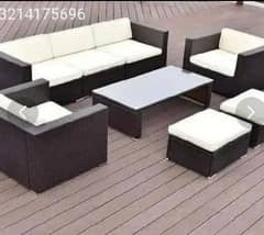 OUTDOOR GARDEN RATTAN UPVC FURNITURE SOFA SET CHAIRS TABLE UMBRELLA