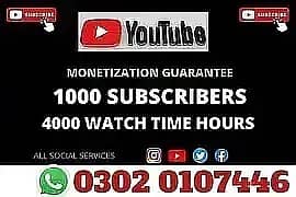 YouTube channel monetization 1k Subscribers 4k watch hours time