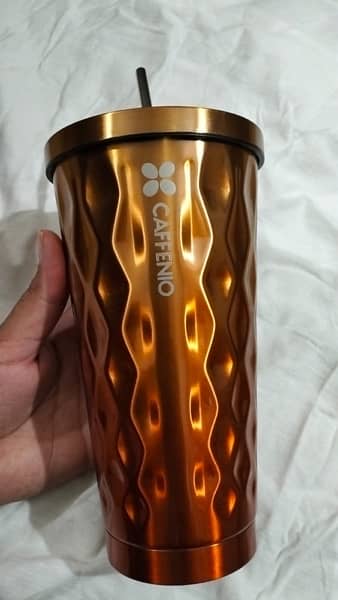 Caffenio Tumbler with Straw and Lid | Stainless Steel Mug | 1