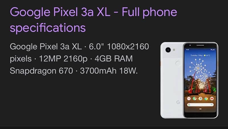 google Pixel 3A XL Ram 4gh /Rom 64gb 4