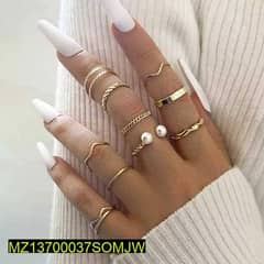 10 pieces trendy Golden rings set