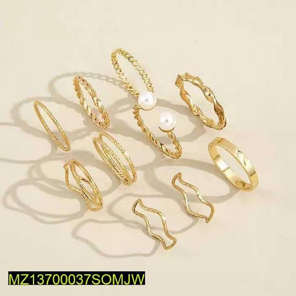 10 pieces trendy Golden rings set 1