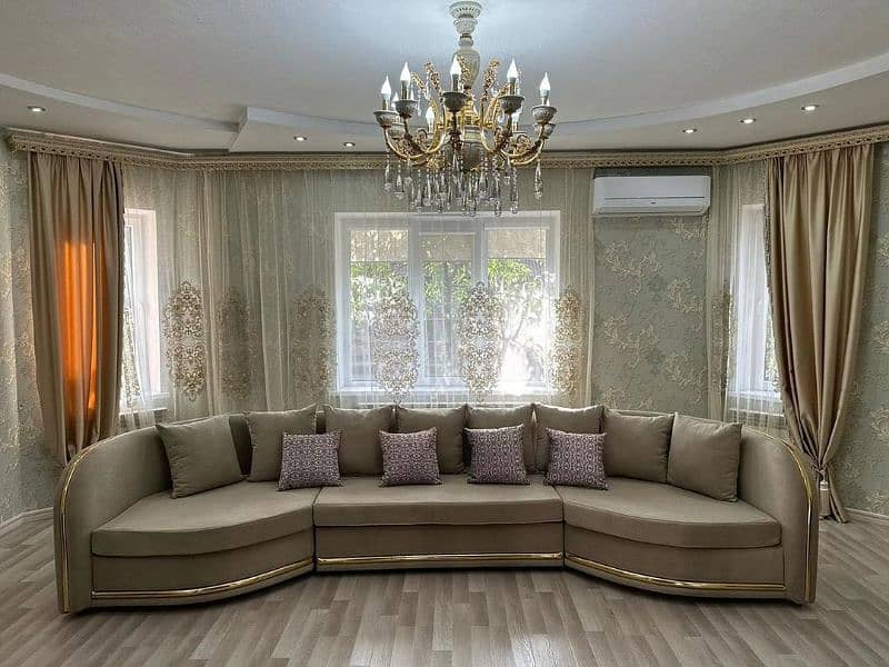 Sofa set/ Curtains|Blinds|Wall Poshish|wall design|curtain 19