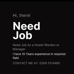 Hostel Warden || Job Need || Urgent