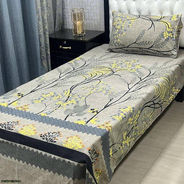 2 Pcs Crystal Cotton Printed Single Bedsheets 0