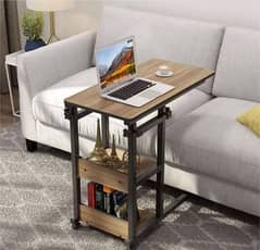 Adjustable Wooden Desk - Versatile 7.08" Height, 4 Wheels