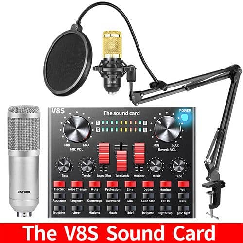 BM-800 Podcast Mic Set With V8 Live Sound Card,Condenser Microphone 1