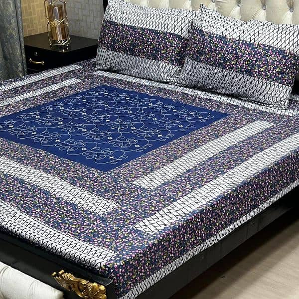 3 Pcs Cotton Patchwork Double Bedsheet 1