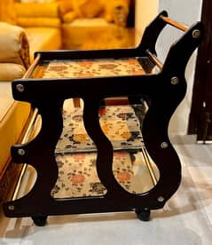 Tea trolley/ Trolley/ Glass/ wooden