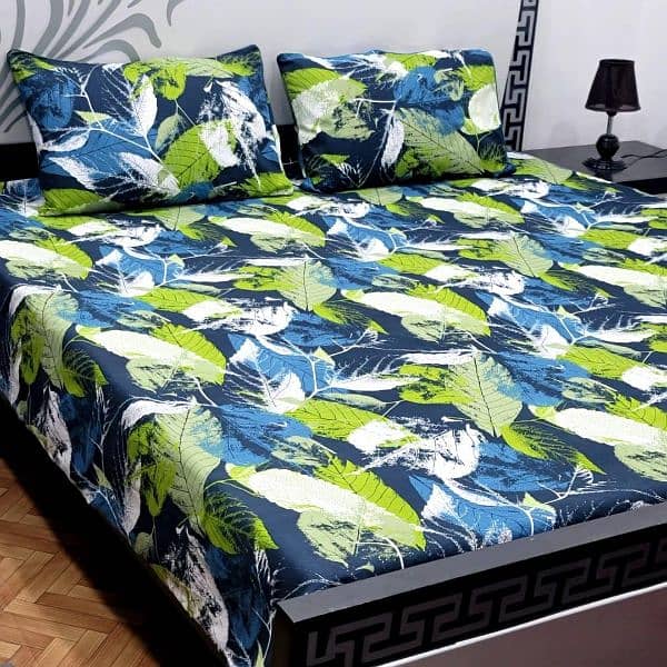 3 Pcs Crystal Cotton Printed Double Bedsheet 1