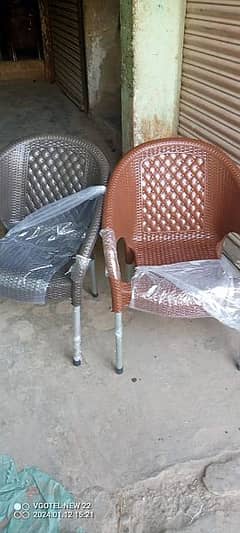 plastic chairs and table