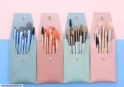 Cute brushes with leather pouch