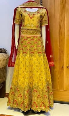 indian lehnga red and mustard