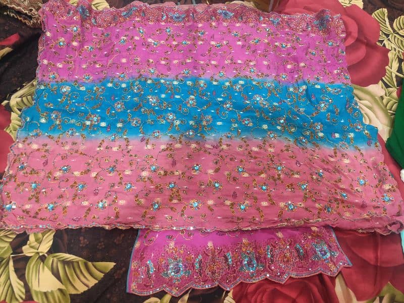 3 piece pure shefon dupatta Qameez  Belt shalwar silk type 6