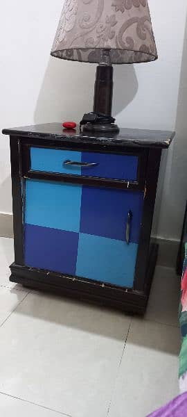 Stylish Blue Single Bed for Boys comes with Side table and mattress 1