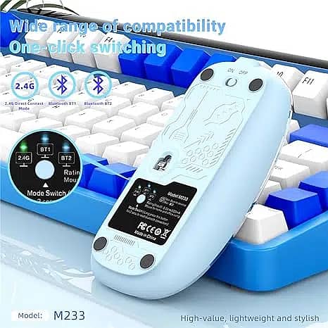 Mouse BT Wireless M233,Transparent Magnetic Mouse 2.4G Rechargeable 6