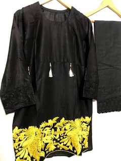 2 PCs Women's stitched lawn Embroidered Shirt and Trouser