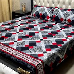 3pc Crystal Cotton Printed Double Bed Sheet