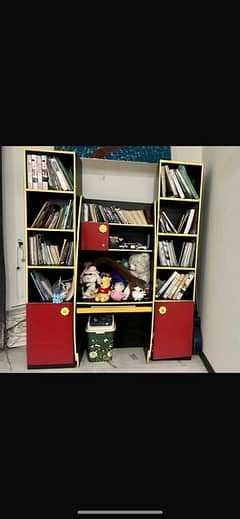 study table with book shelves