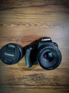 Canon 200D camera with 50mm portrait lens and 18-55 kit lens