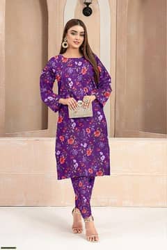 2 pcs woman,s  unstitched Dhanak  printed suit