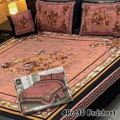 4 pcs crystal Cotton printed double Bed Sheet